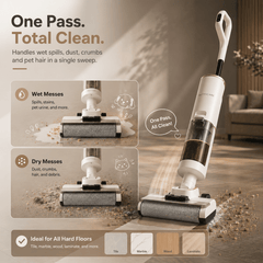 PrettyCare Wet Dry Vacuum Cleaner, Cordless Vacuum Mop with 20KPa Suction, 180° Lie-Flat Floor Washer, Self-Cleaning Hard Floor Cleaner, 40Min Runtime
