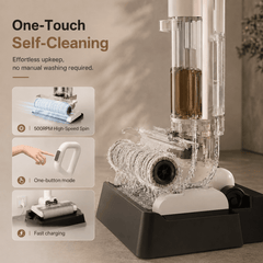 PrettyCare Wet Dry Vacuum Cleaner, Cordless Vacuum Mop with 20KPa Suction, 180° Lie-Flat Floor Washer, Self-Cleaning Hard Floor Cleaner, 40Min Runtime