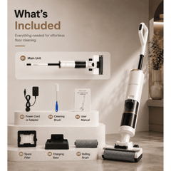 PrettyCare Wet Dry Vacuum Cleaner, Cordless Vacuum Mop with 20KPa Suction, 180° Lie-Flat Floor Washer, Self-Cleaning Hard Floor Cleaner, 40Min Runtime