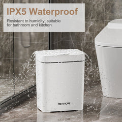 PrettyCare 2 Packs 3.6 Gal Automatic Bathroom Trash Cans with Lid Touchless Small Bedroom Plastic Garbage Can White GC01