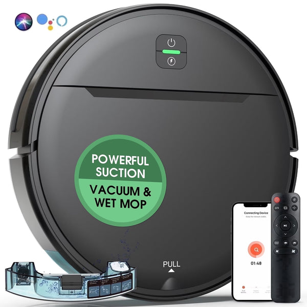 OMESER Robot Vacuum Cleaner and Mop Combo, 3000Pa 2-in-1 Robotic Vacuum with WiFi/App Control, Alexa & Google Assistant Compatible, Smart Pet Hair Vacuum for Hard Floors, Carpets & Rugs