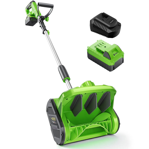 Vibekio 20V Electric Snow Shovel, 12" Brushless Snow Blower，Battery & Quick Charger Included