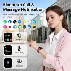 LUOMATE Smart Watch for Women Men, 1.91" Touchscreen Fitness Tracker with Bluetooth Calling, 100+ Sport Modes, IP68 Waterproof Pedometer, Message Notifications Compatible with Android iPhone (Purple)